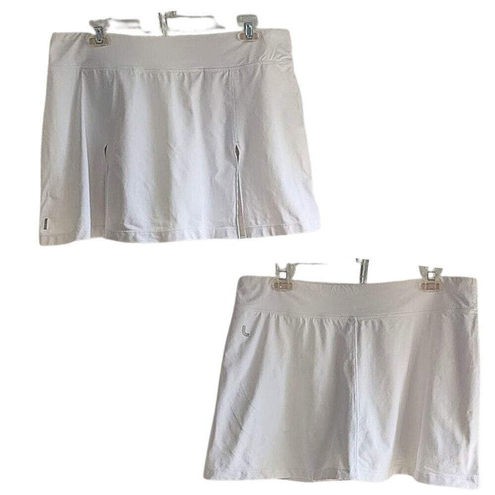 LOLE White Tennis Athletic Pleated Skirt Skort w/Pocket & Keychain Size L